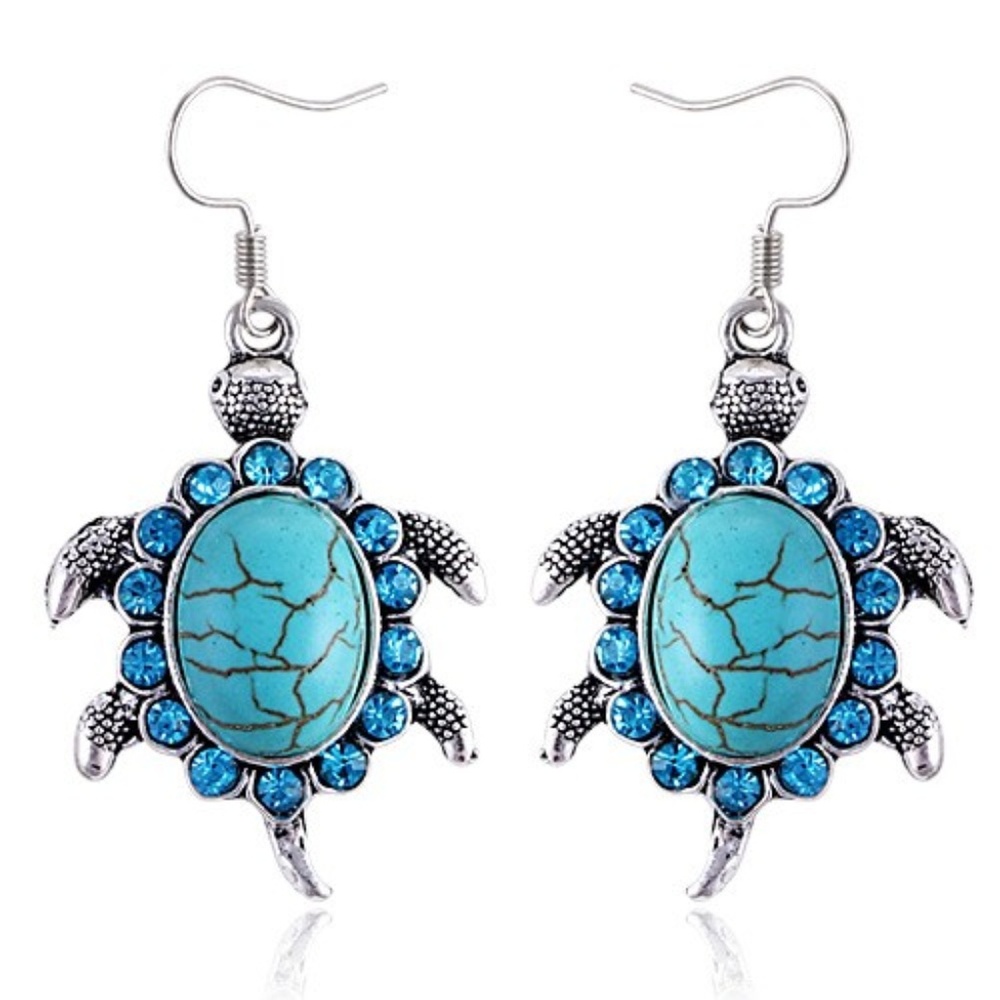 🌷TURQUOISE TURTLE EARRINGS AND NECKLACE - Picture 4 of 4